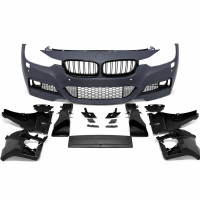 Front Bumper for BMW 3 Series F30/F31 (2011–2019) – M-Tech Style with PDC Sensor Cutouts & Gloss Black Kidney Grilles