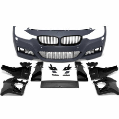 Front Bumper for BMW 3 Series F30/F31 (2011–2019) – M-Tech Style with PDC Sensor Cutouts & Gloss Black Kidney Grilles