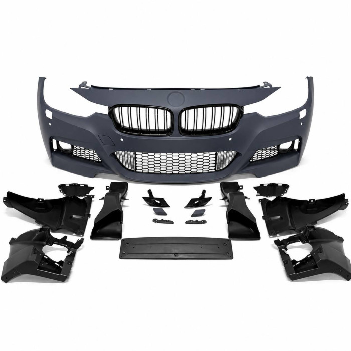 Front Bumper for BMW 3 Series F30/F31 (2011–2019) – M-Tech Style with PDC Sensor Cutouts & Gloss Black Kidney Grilles