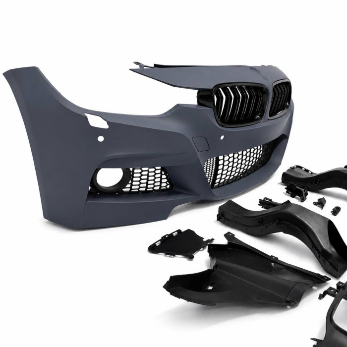 Front Bumper for BMW 3 Series F30/F31 (2011–2019) – M-Tech Style with PDC Sensor Cutouts & Gloss Black Kidney Grilles