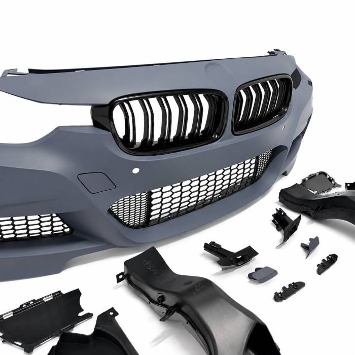Front Bumper for BMW 3 Series F30/F31 (2011–2019) – M-Tech Style with PDC Sensor Cutouts & Gloss Black Kidney Grilles