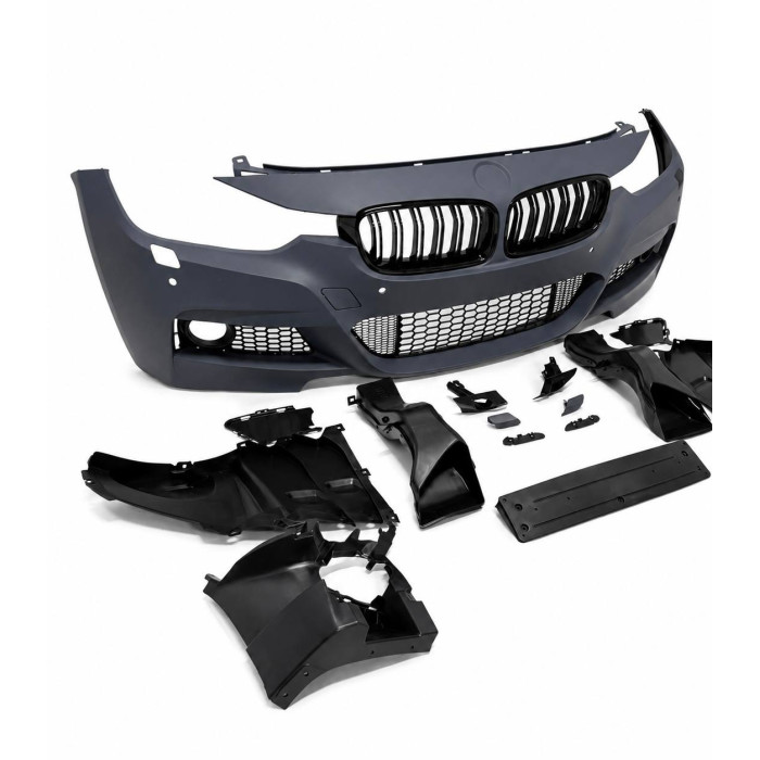 Front Bumper for BMW 3 Series F30/F31 (2011–2019) – M-Tech Style with PDC Sensor Cutouts & Gloss Black Kidney Grilles