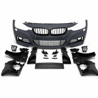 Front Bumper for BMW 3 Series F30/F31 (2011–2019) – M-Tech Style with PDC Sensor Cutouts, LED Fog Lights & Gloss Black Kidney Grilles