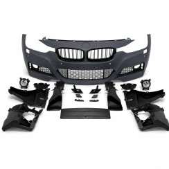 Front Bumper for BMW 3 Series F30/F31 (2011–2019) – M-Tech Style with PDC Sensor Cutouts, LED Fog Lights & Gloss Black Kidney Grilles