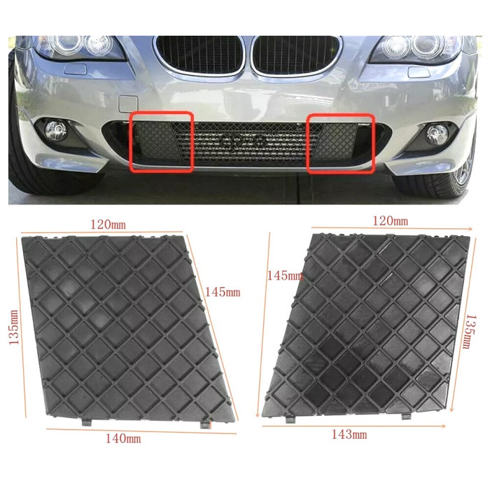 Side Grilles in the Central Lower Mesh for BMW 5-Series E60/E61 (2003-2010) in M-Tech / M Paket style