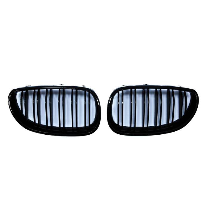 Radiator Grilles (Double) for BMW 5 Series E60 E61 (2003-2010) Black-Gloss