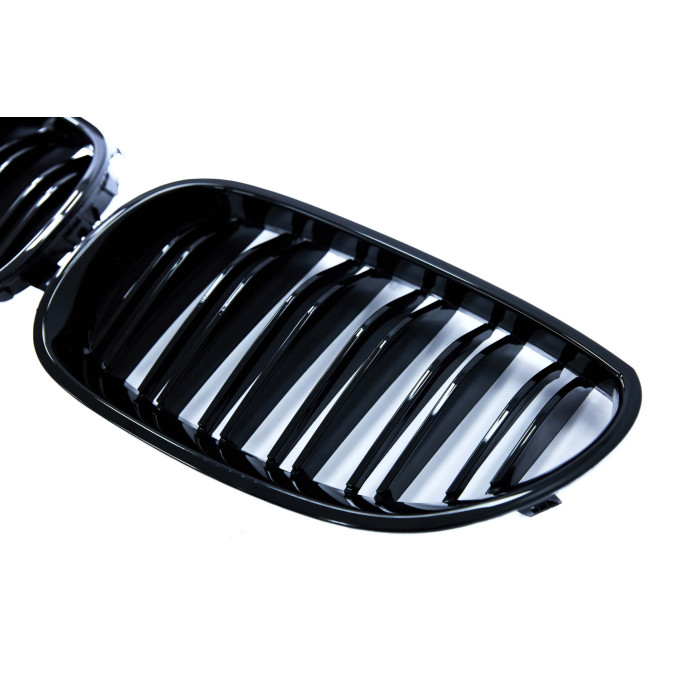 Radiator Grilles (Double) for BMW 5 Series E60 E61 (2003-2010) Black-Gloss