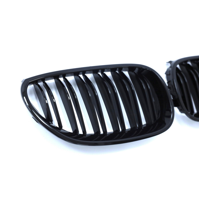 Radiator Grilles (Double) for BMW 5 Series E60 E61 (2003-2010) Black-Gloss