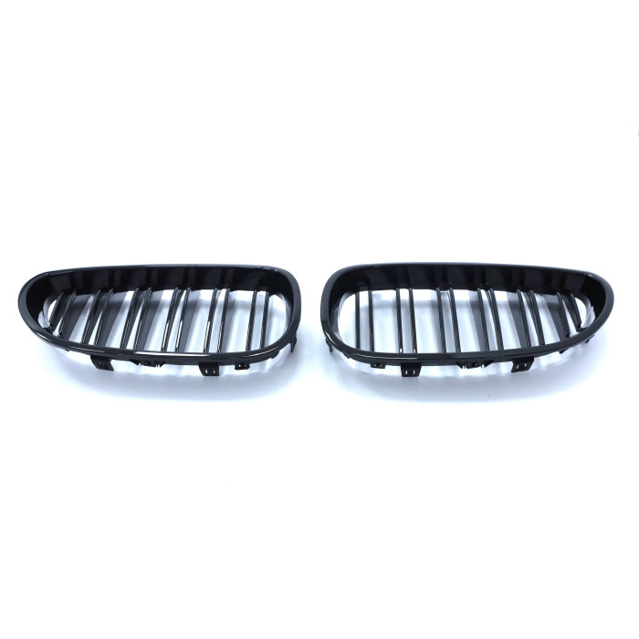 Radiator Grilles (Double) for BMW 5 Series E60 E61 (2003-2010) Black-Gloss
